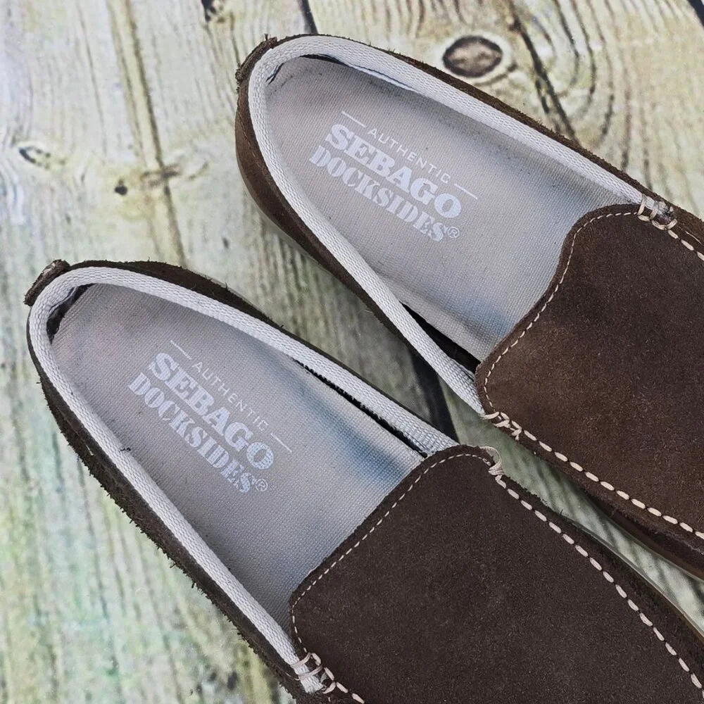 Sebago Docksides Loafers Men 8M Dark Brown Suede‎ Slip-On Casual Boat Shoes